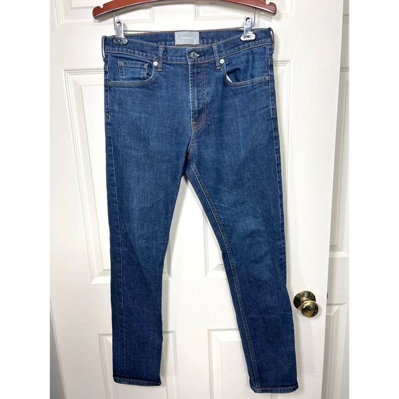 Everlane Men's Slim Leg Denim Stretch Jean Dark Medium Blue Wash size 33 x 30 - Picture 1 of 6